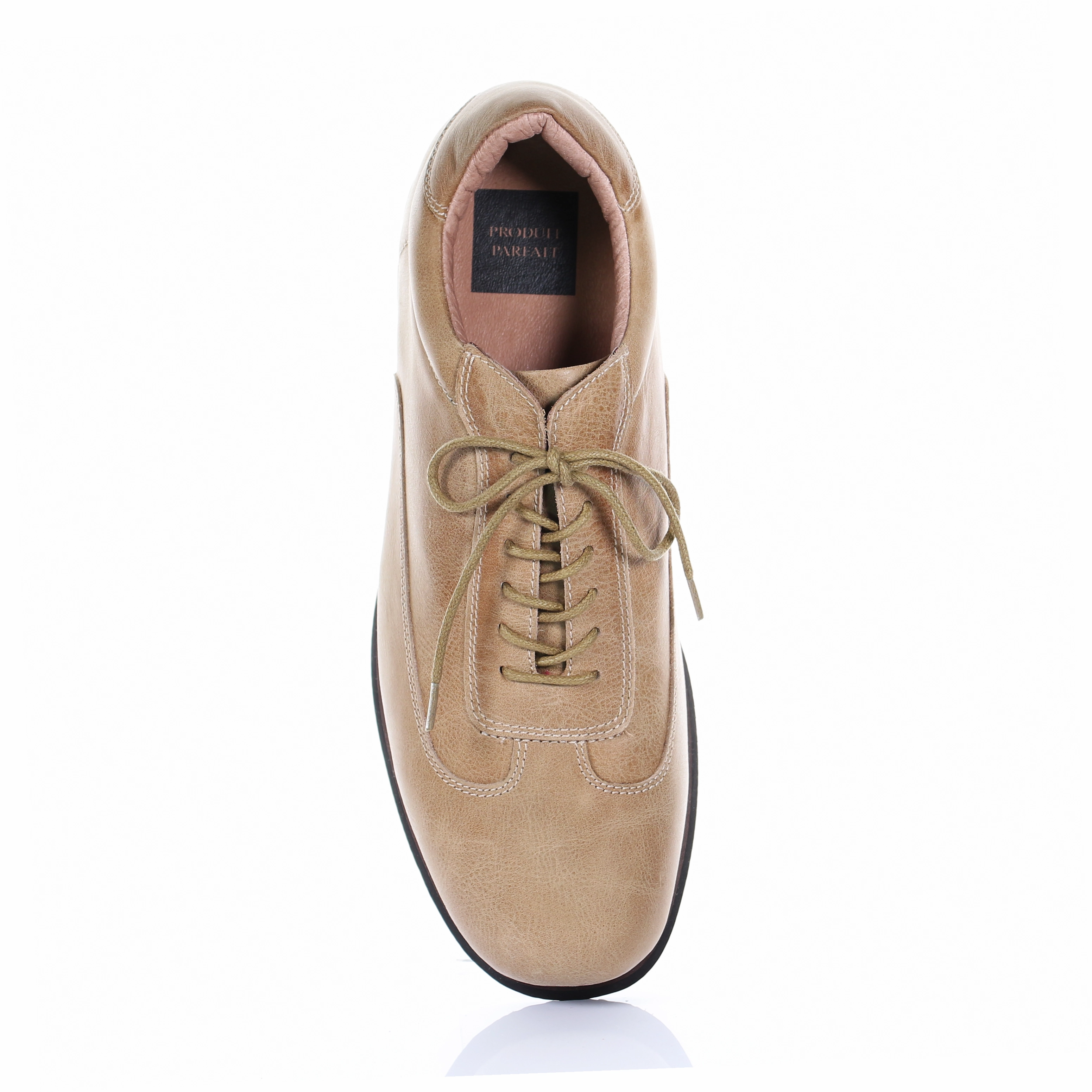 Men's Style Lace Up Leather Casual Shoes (Beige) Busness Casual Shoes
