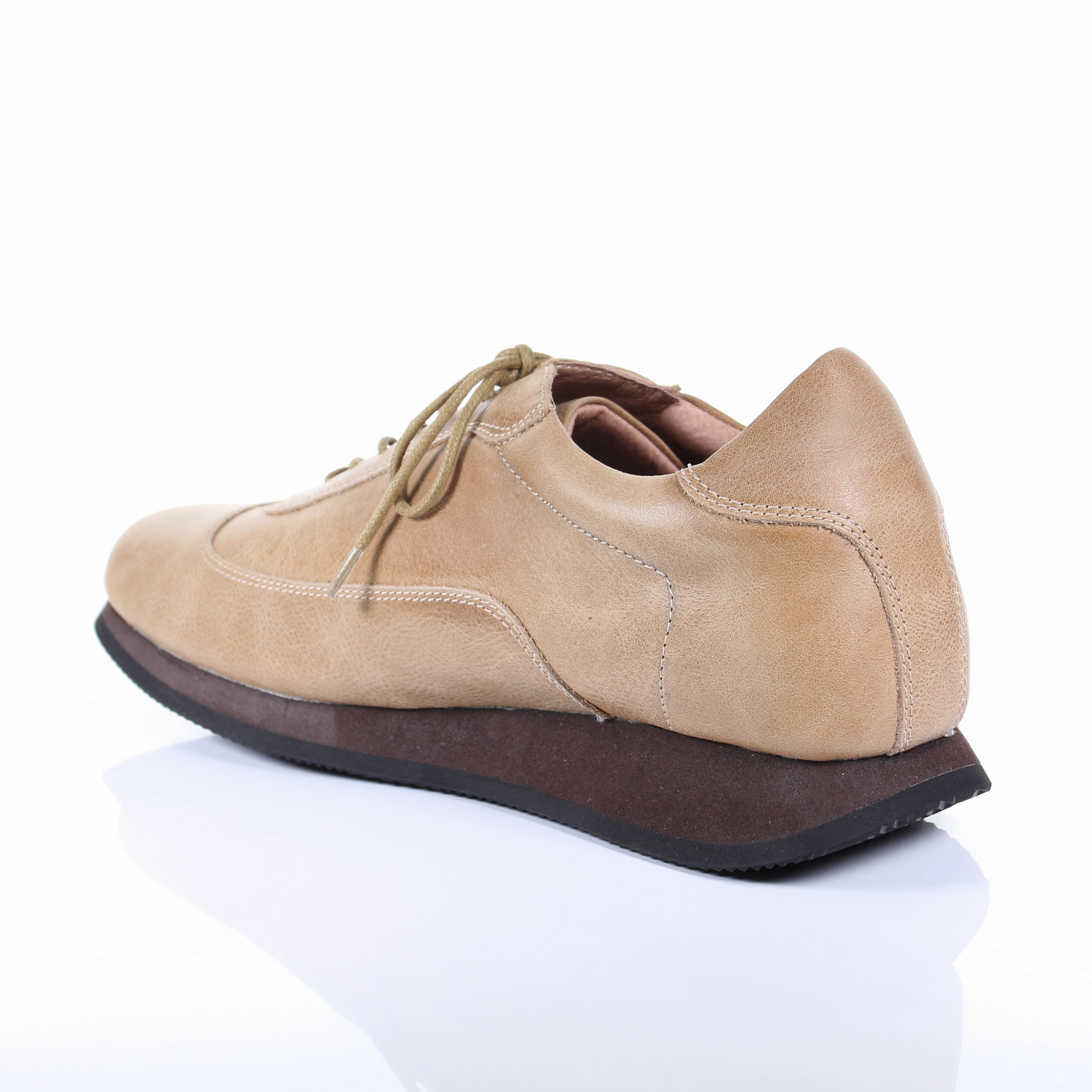 Men's Style Lace Up Leather Casual Shoes (Beige) Casual Shoes Older Women