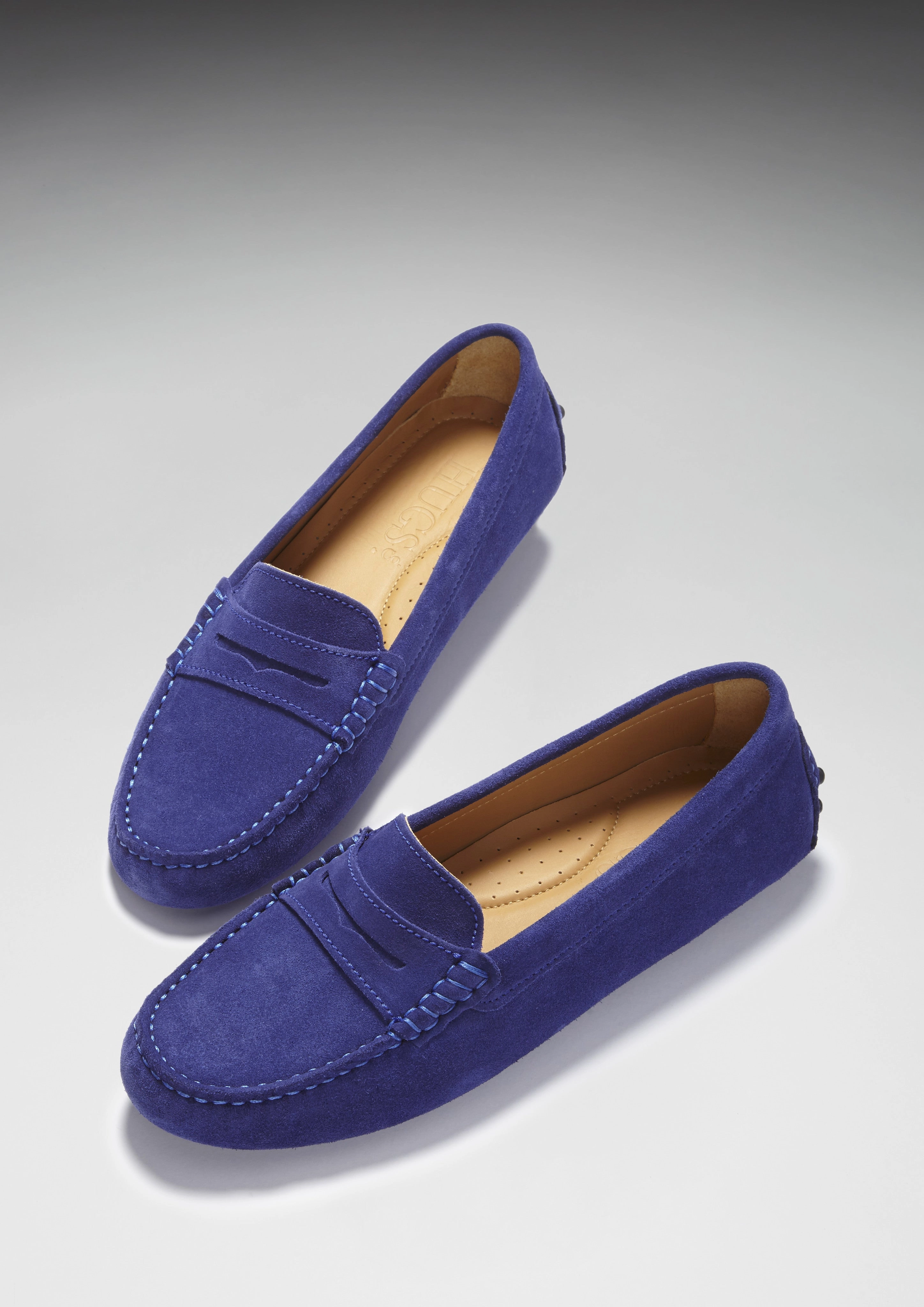 Women's Penny Driving Loafers, ink blue suede Slide Loafers