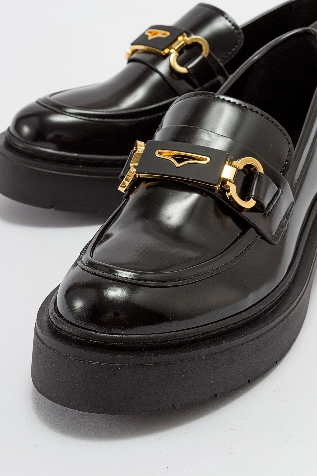 Simone Vegan Leather Bit Platform Loafers | Black Patent Stefan Cooke Loafers