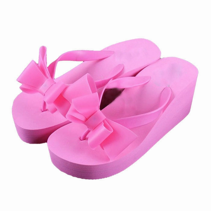 Women Bowknot Sal Platform Wedges Flip Flops Home Slippers Shoes Academy Sports Flip Flops
