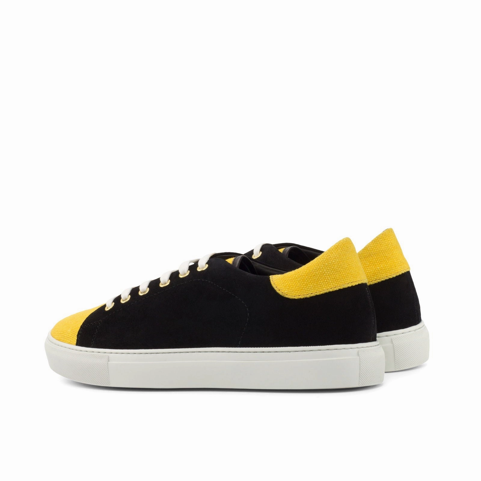 Men's Leather Trainers Wide Plus Size Yellow Black 4264 Casual Outfits With Tennis Shoes