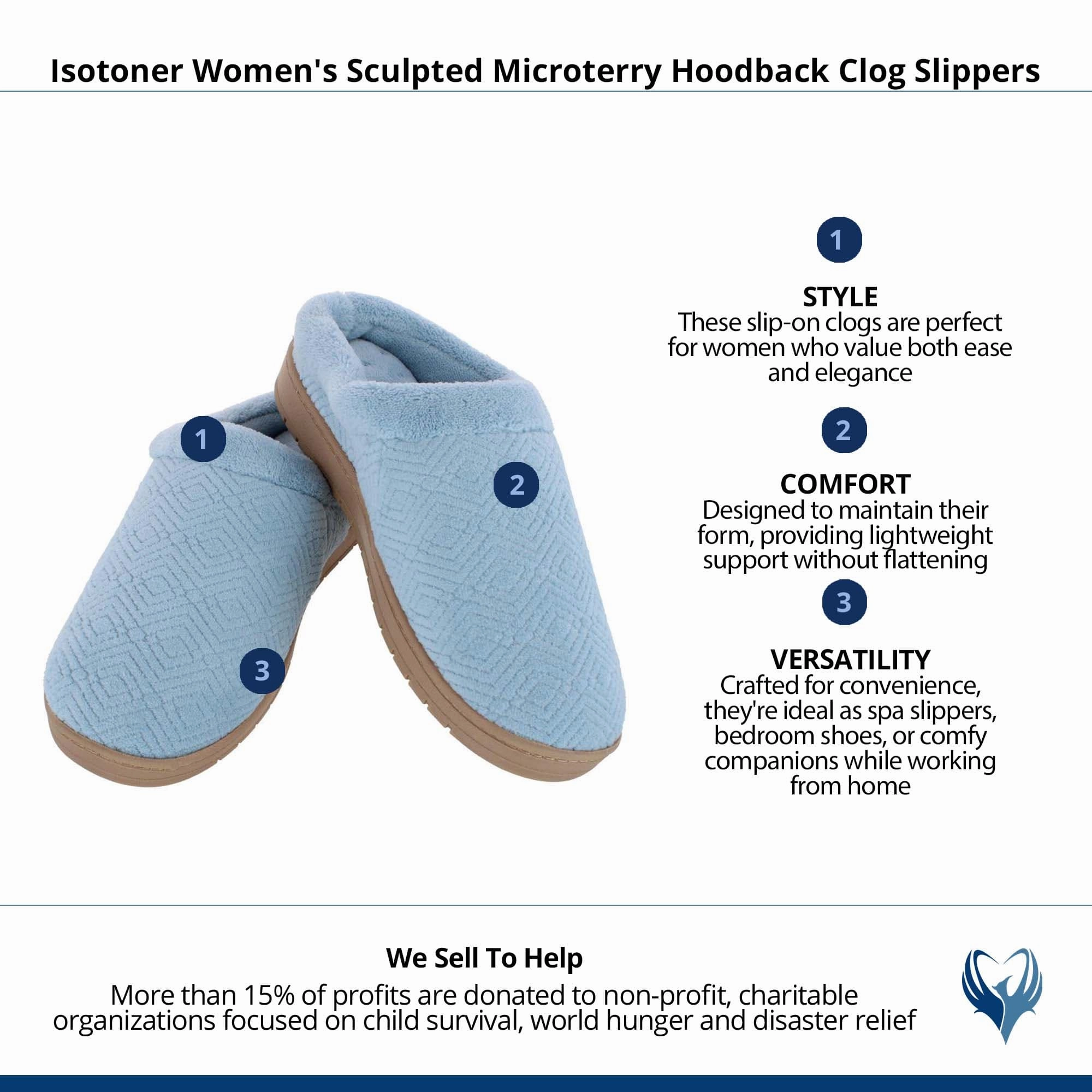 Isotoner Women's Sculpted Microterry Hoodback Clog Slippers Kitty Sliders Minecraft