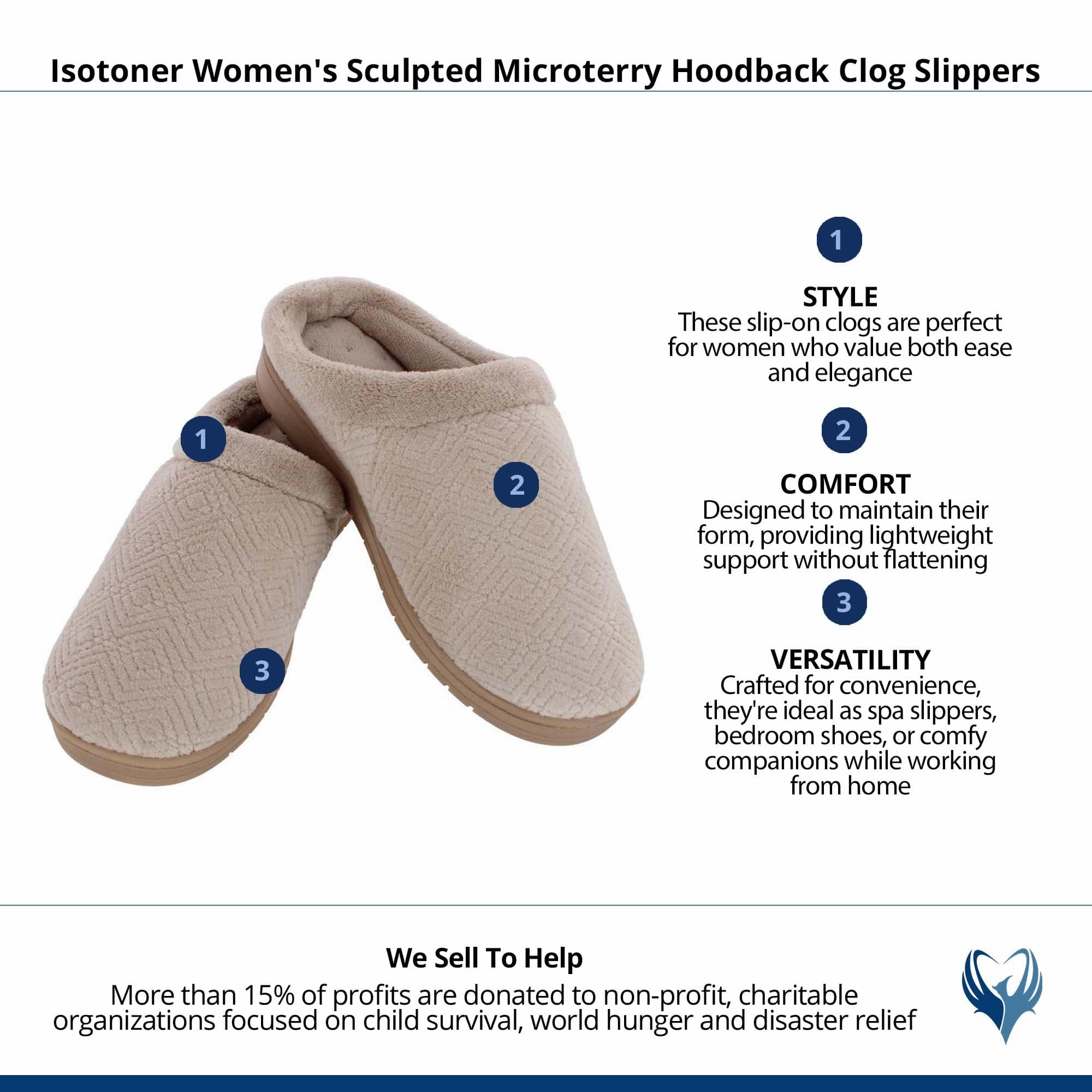 Satin Ballerina Slippers Isotoner Women's Sculpted Microterry Hoodback Clog Slippers