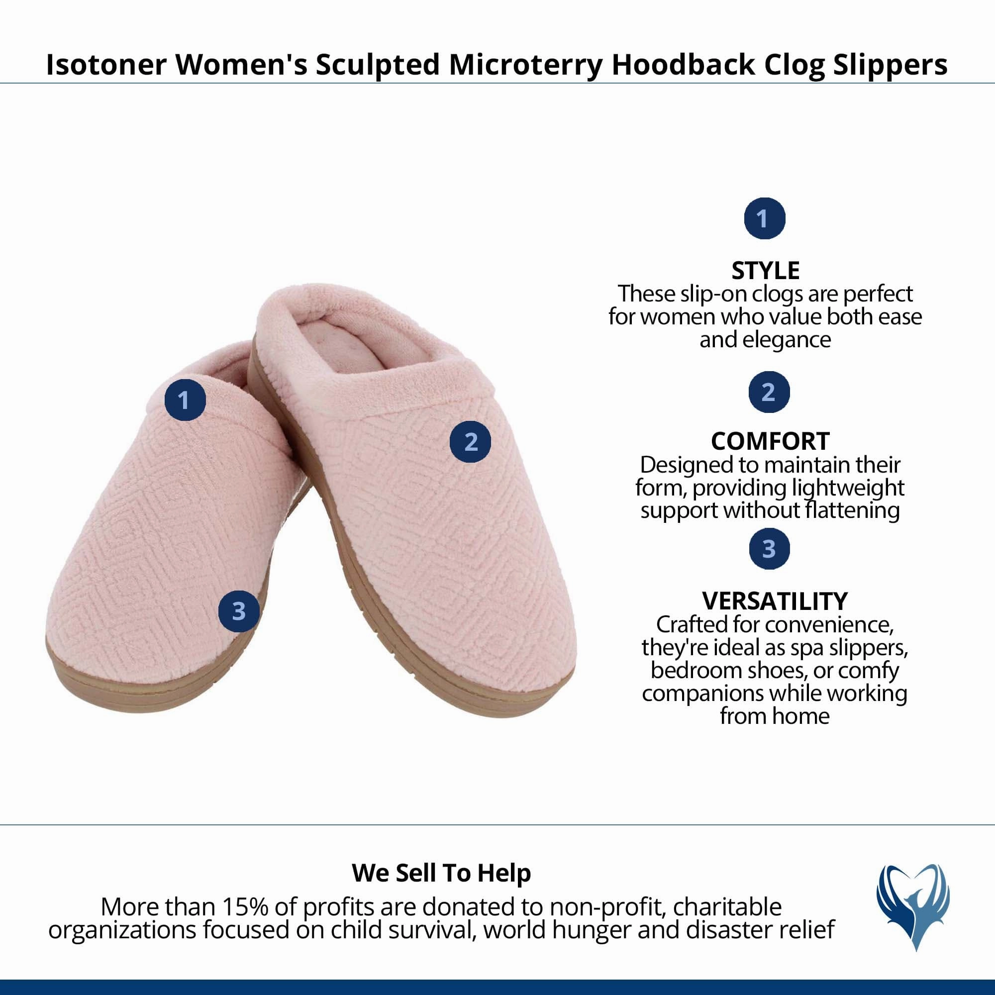 Isotoner Women's Sculpted Microterry Hoodback Clog Slippers Slippers With Claws