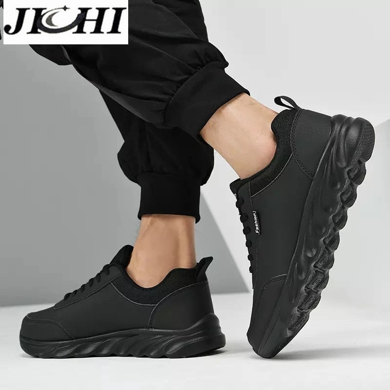 JICHI Men Shoes Leather Breathable Men's Sneakers Timberland Casual Leather Shoes