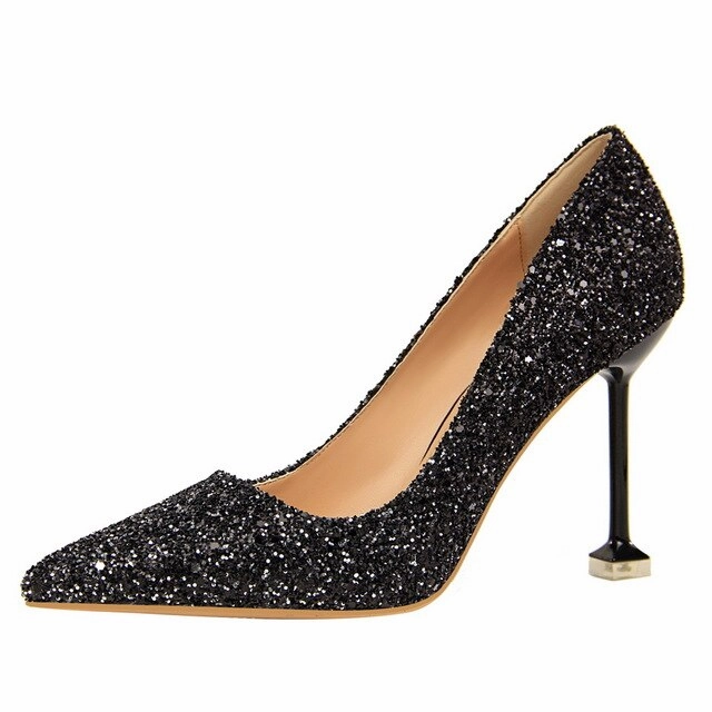 Shoes For Casual Office Wear Sequined Cloth Party High Heels women Wedding Shoes Sexy