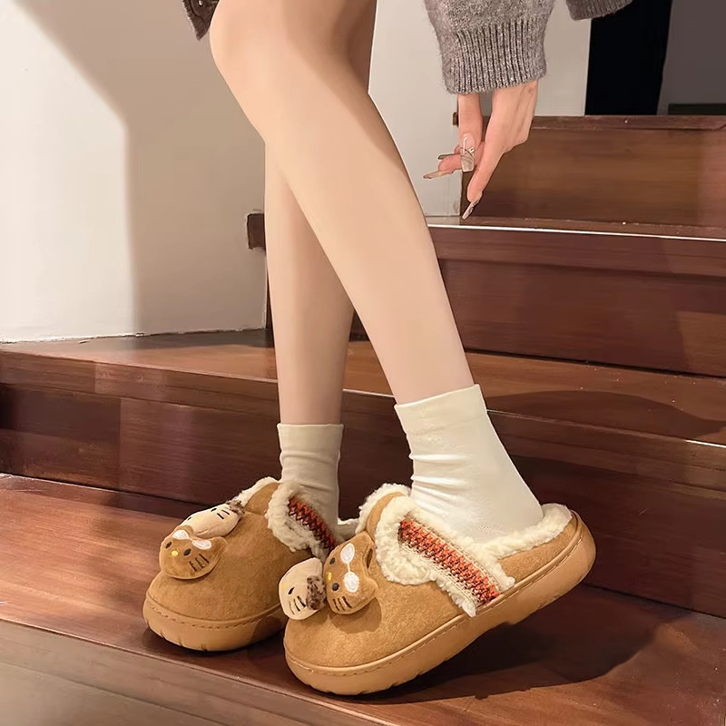 Milano Slides Kitty Plush Slippers  Thick Bottom, Warm Cotton, Winter Casual Home Shoes for Women