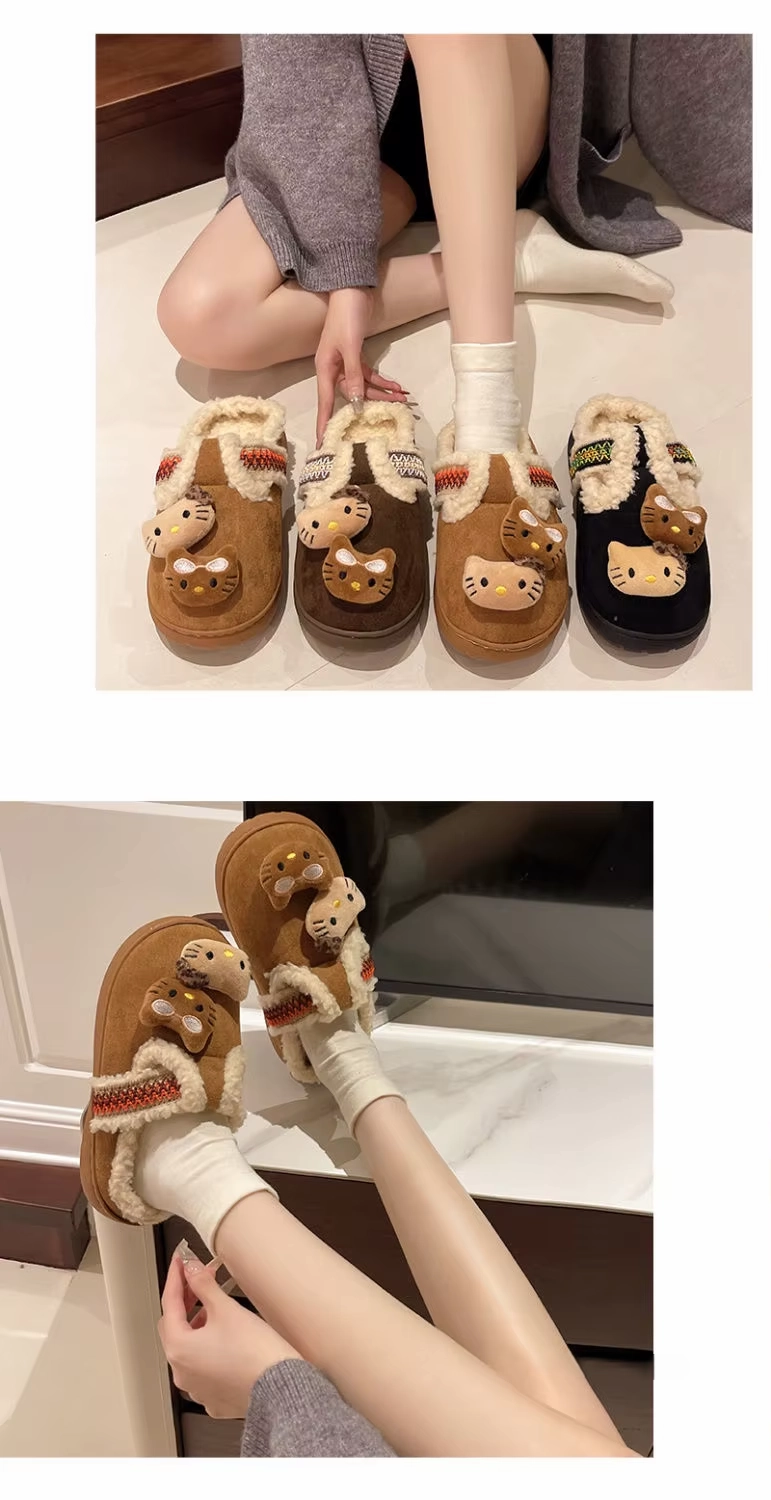 Kitty Plush Slippers  Thick Bottom, Warm Cotton, Winter Casual Home Shoes for Women Victoria Fuzzy Slippers
