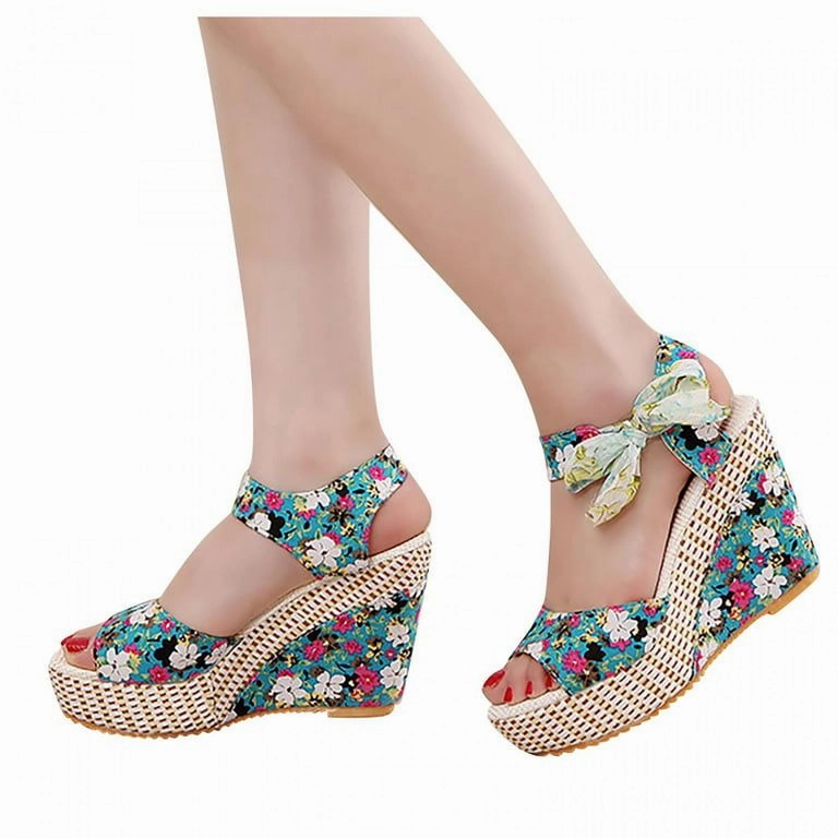 Wedge Lace Laces Floral Pattern High Heels S3365441 Cloudsteppers Slides