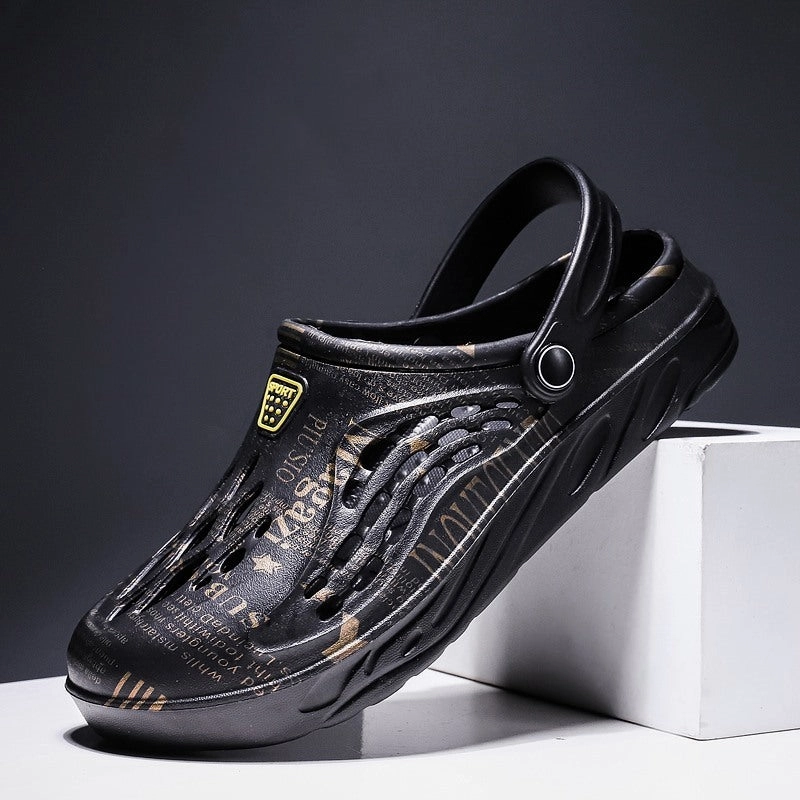 Slippers With Hard Bottom Letter Print Slippers Men Summer Sandals Beach Shoes