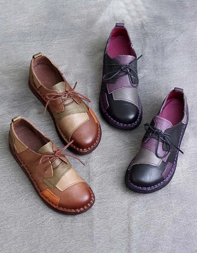 Non Slip Shoes For Flat Feet Soft Leather Comfortable Handmade Retro Flat Shoes 35-43