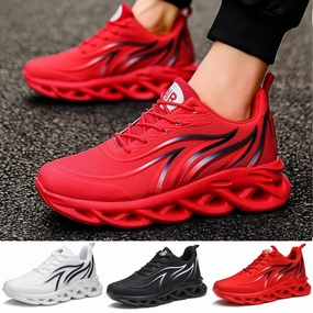 Men's Flame Printed Sneakers Flying Weave Sports Shoes Comfortable Running Shoes Outdoor Men Athletic Shoes Shirts Match Sneakers