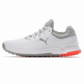 Puma PROADAPT Alphacat Spikeless Wide Golf Shoes - Puma White/High Rise Asics Walking Shoes Wide
