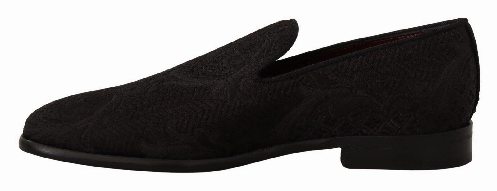 Dolce & Gabbana Black Floral Brocade Slippers Loafers Shoes Italian Casual Loafers