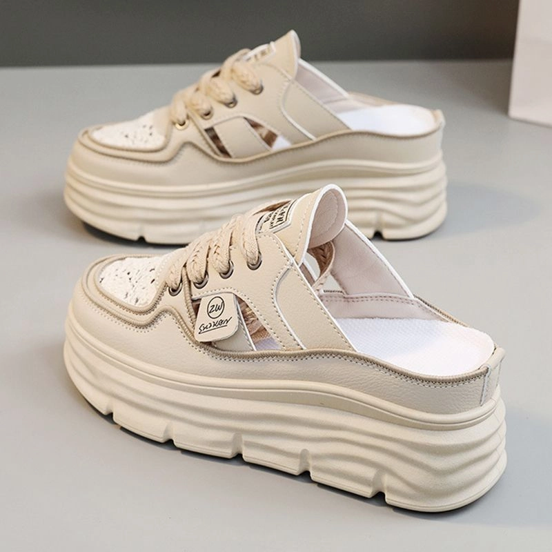 Heeled Platform Sandals Lightweight Thick-sole Hollowed Breathable Shoes for Women