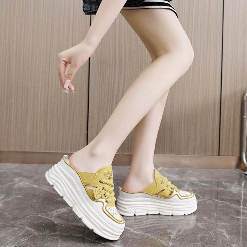 Sandals Low Heels Lightweight Thick-sole Hollowed Breathable Shoes for Women