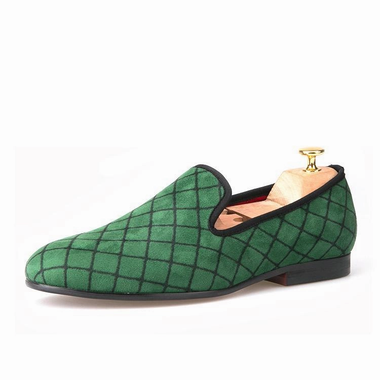 OneDrop Handmade Lattice Men Dress Shoes Velvet Party Wedding Prom Loafers Flat Waxed Dress Shoe Laces