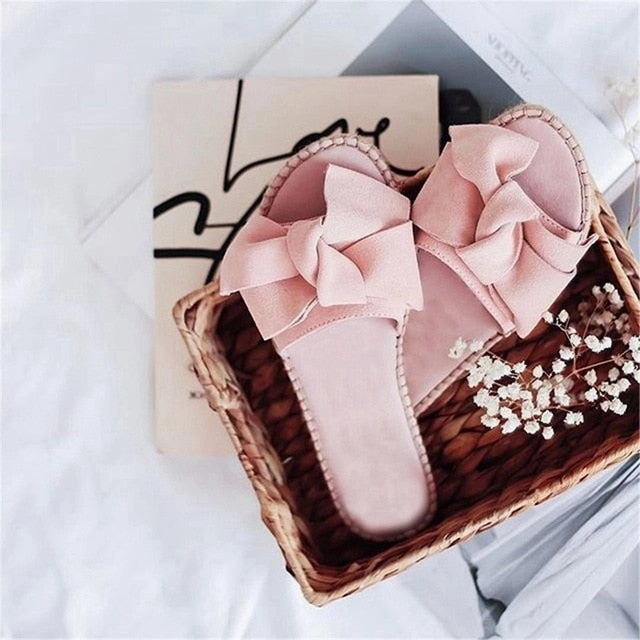 University Of Georgia Slippers Litthing New Summer Slippers Women Bow Summer Sandals Slipper Indoor Outdoor Flip-flops Beach Shoes Female Fashion Shoes