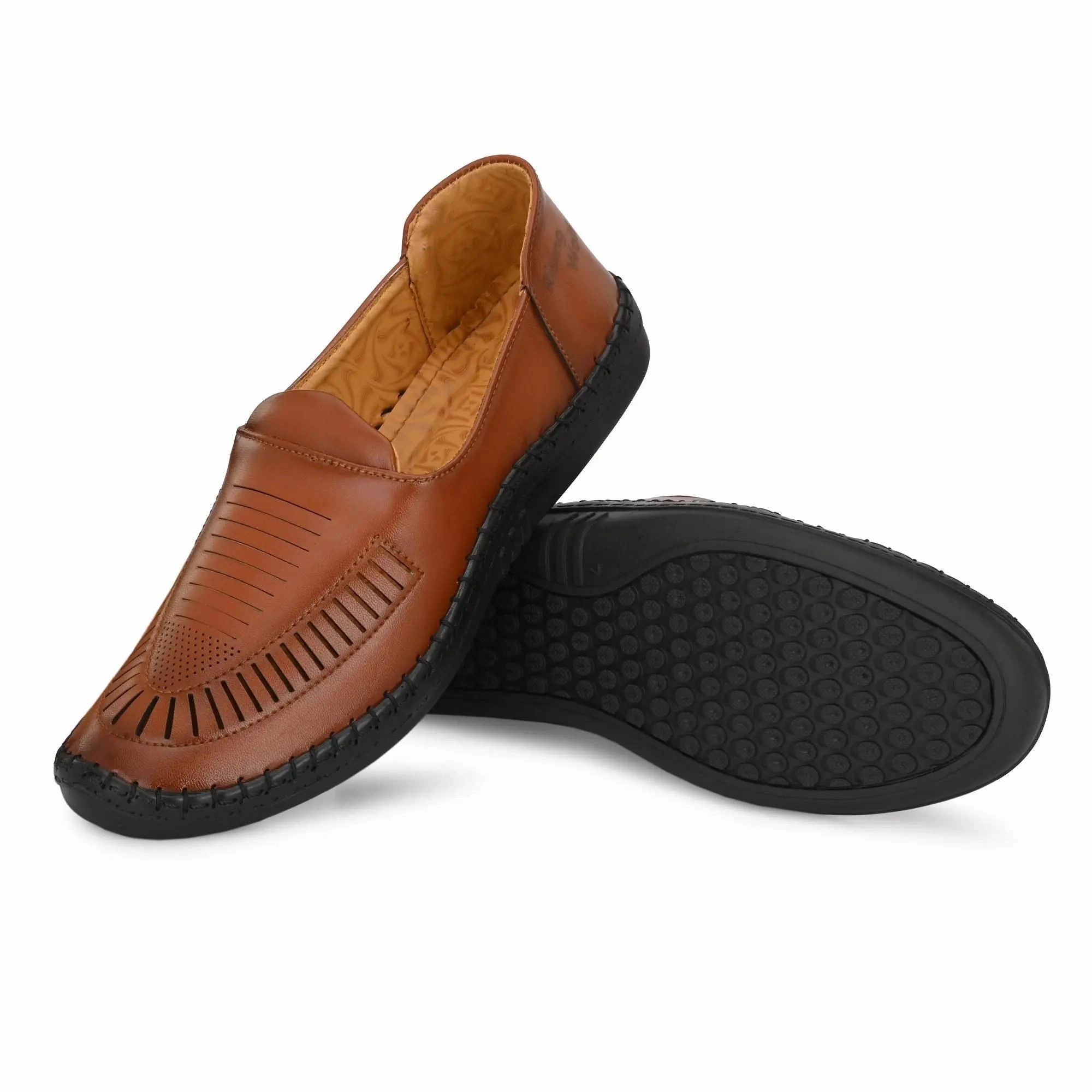 Loafers for Men Tan Formal Synthetic Leather Loafer Nomasei Loafers