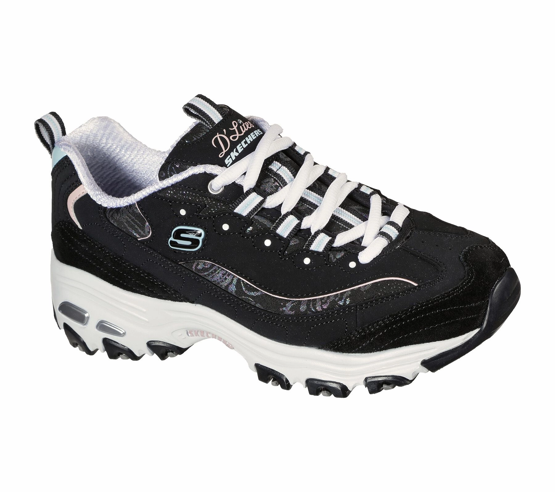 Skechers Women's D'Lites Sparkling Rain Sneaker Wide Walking Sneakers
