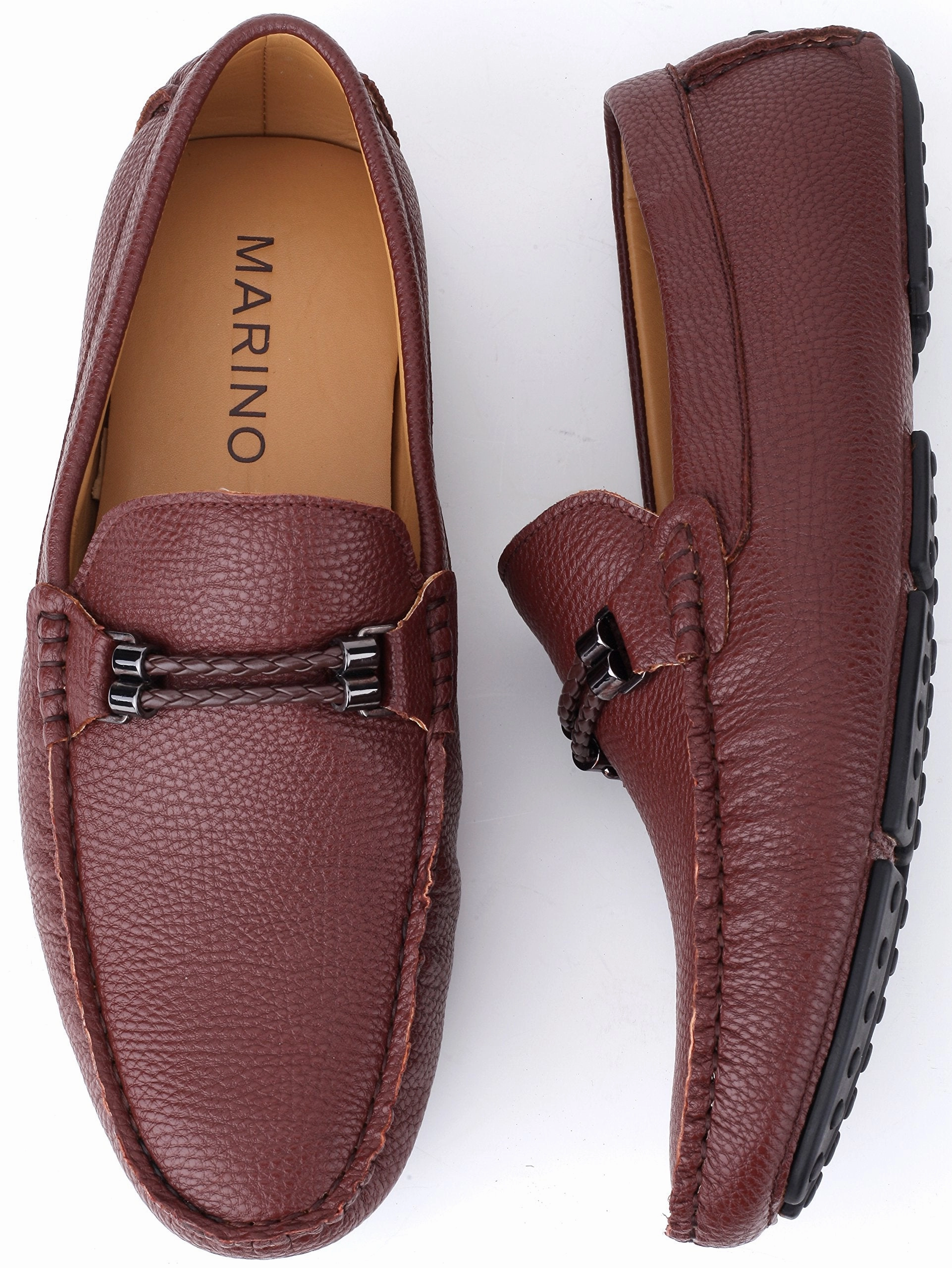 Mio Marino Men's Dress/Casual Loafers  Color Brown Size 10.5 Patent Leather Lug Sole Loafers