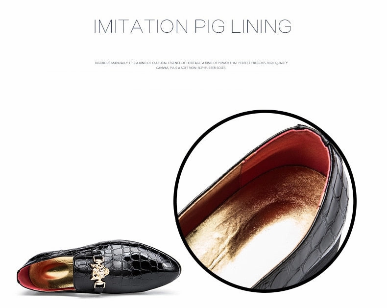 Luxury Crocodile Grain Men Shoes Slip-on Flat Oxfords Shoes Men Casual Fashion Pointed Toe Dress Shoes Business Wedding Shoes Shoes For Feet Walking