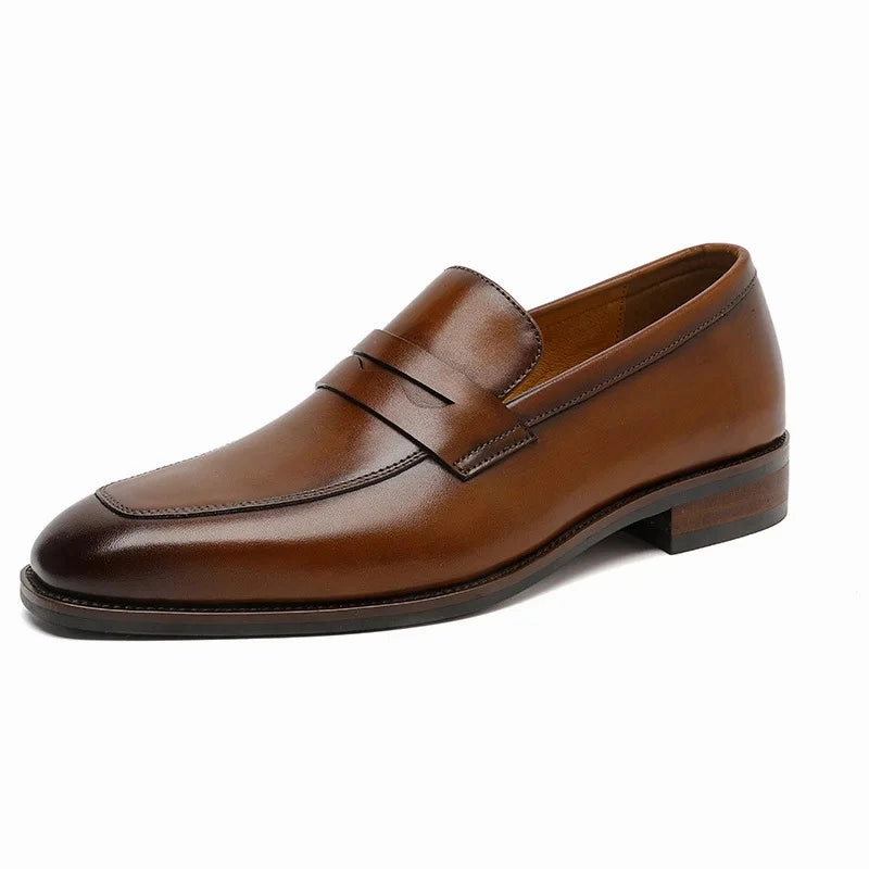 Luxury Genuine Leather Slip-On Loafers for Men - Italian Black & Brown Formal Oxford Casual Dress Shoes Lugsole Loafers