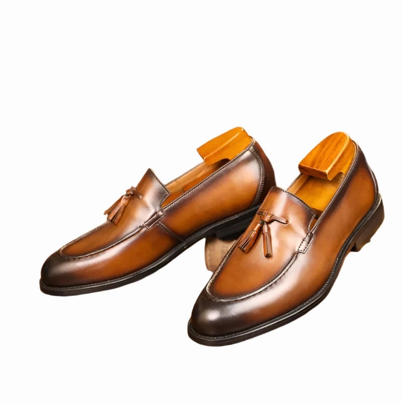 Luxury Genuine Leather Slip-On Loafers for Men - Italian Black & Brown Formal Oxford Casual Dress Shoes Neiman Marcus Loafers