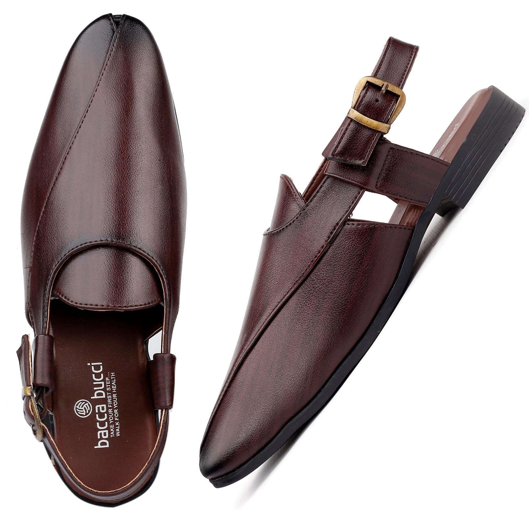 Organic House Slippers Bacca Bucci NOBILITY Close-Toe Outdoor Open Ethnic Sandals with Buckle