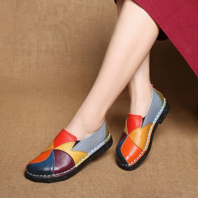 Velvet Dress Loafers Women's Multi-Color Genuine Leather Loafers