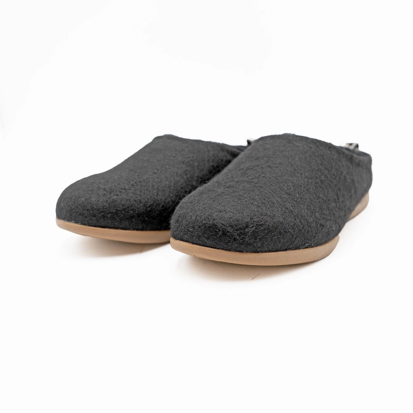 M&S Black Felt Faux Fur Lined Mule Slippers Tn Slippers