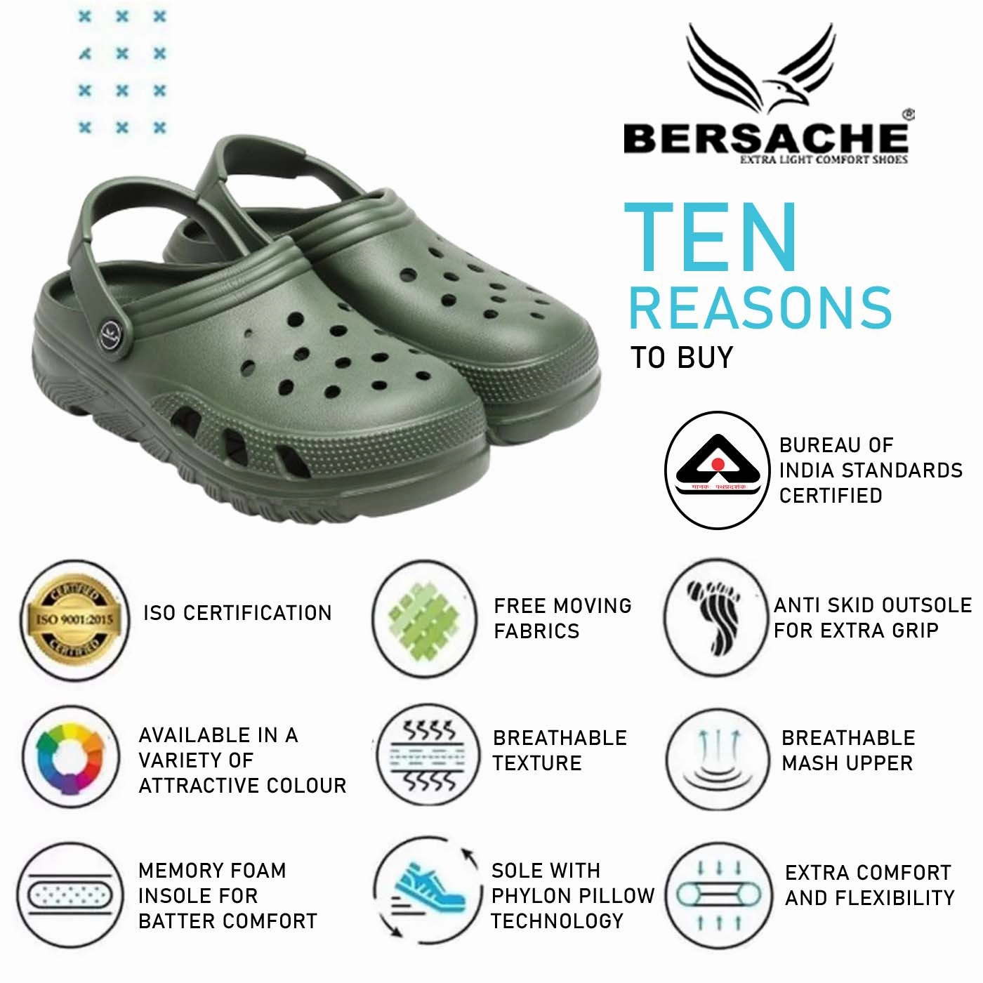 Grandparent Slippers Bersache Extra Soft Classic Casual with  Regular wear with Ultra Soft & Flexibility Technology Clog's for Men's & Boy's (6093-Green)