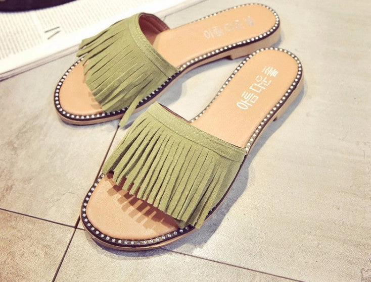 Modern Family Gloria Slippers Tassel Sandals Women Slippers Fringe Sandal Flats Slides Women Shoes