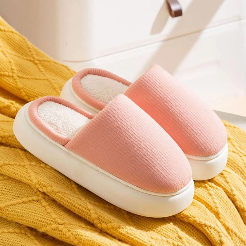 High Heel Ballet Slippers Winter Warm Thick Sole Cotton Slippers - Unissex
