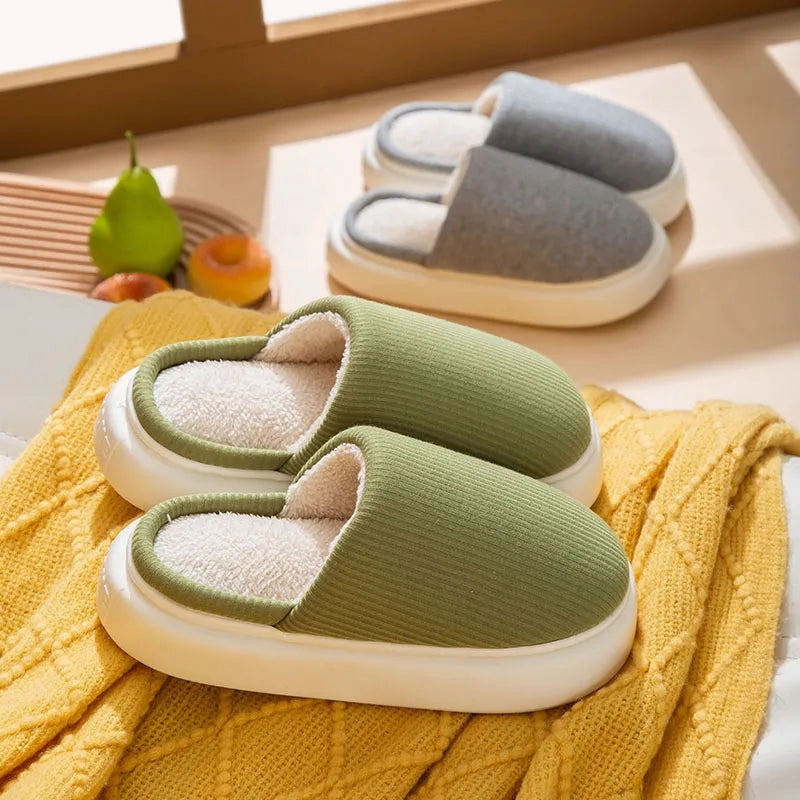 Winter Warm Thick Sole Cotton Slippers - Unissex Plantar Fasciitis Indoor Slippers