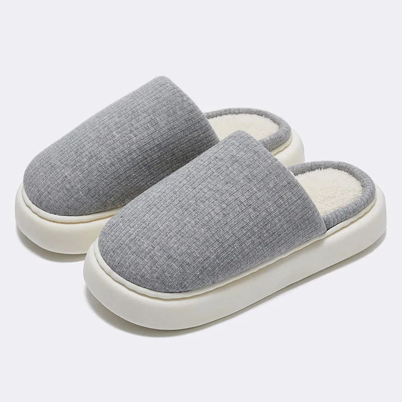 Winter Warm Thick Sole Cotton Slippers - Unissex Retro Slides