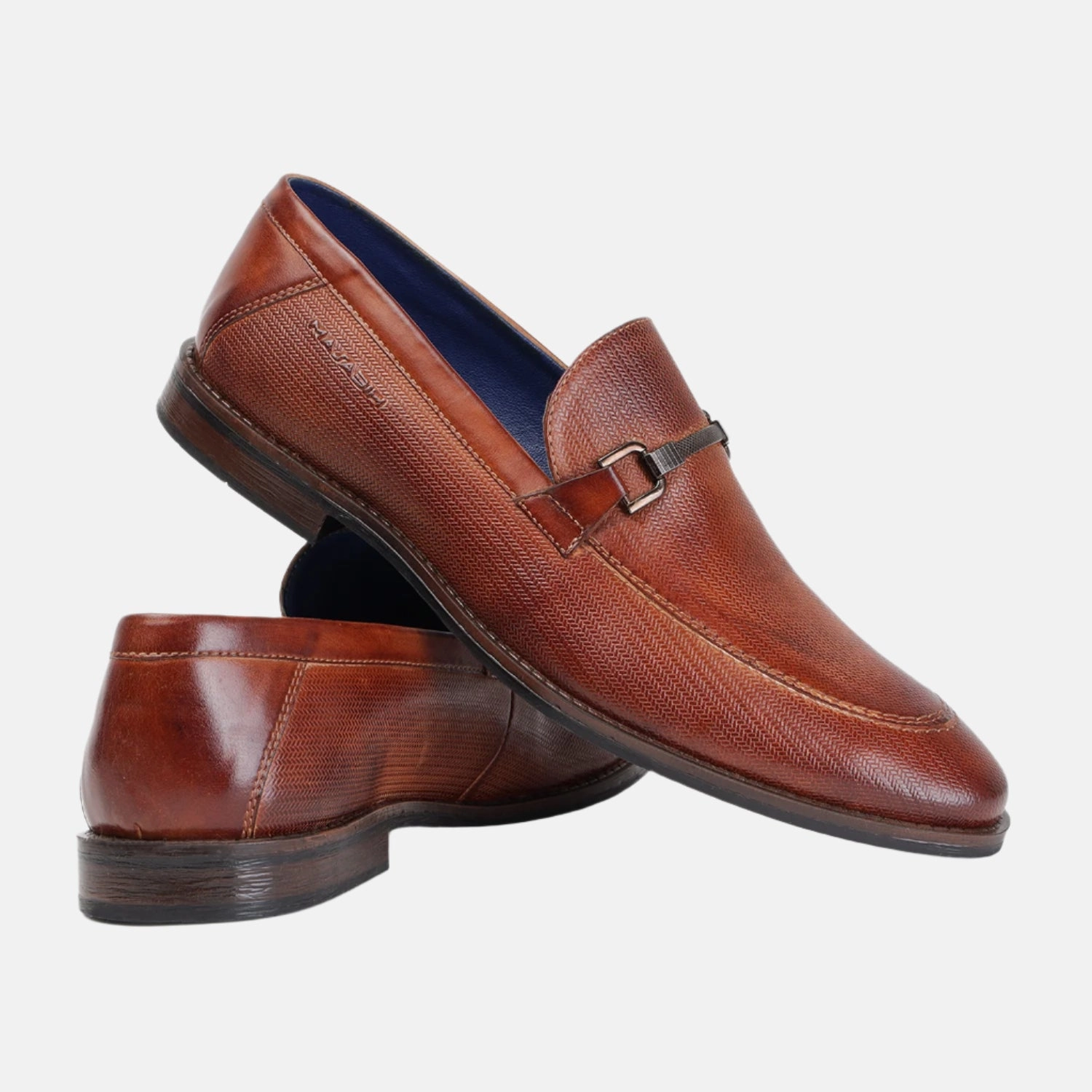 Pimp Loafers Masabih Genuine Printed Leather Tan Loafer Slipon Shoes for Men