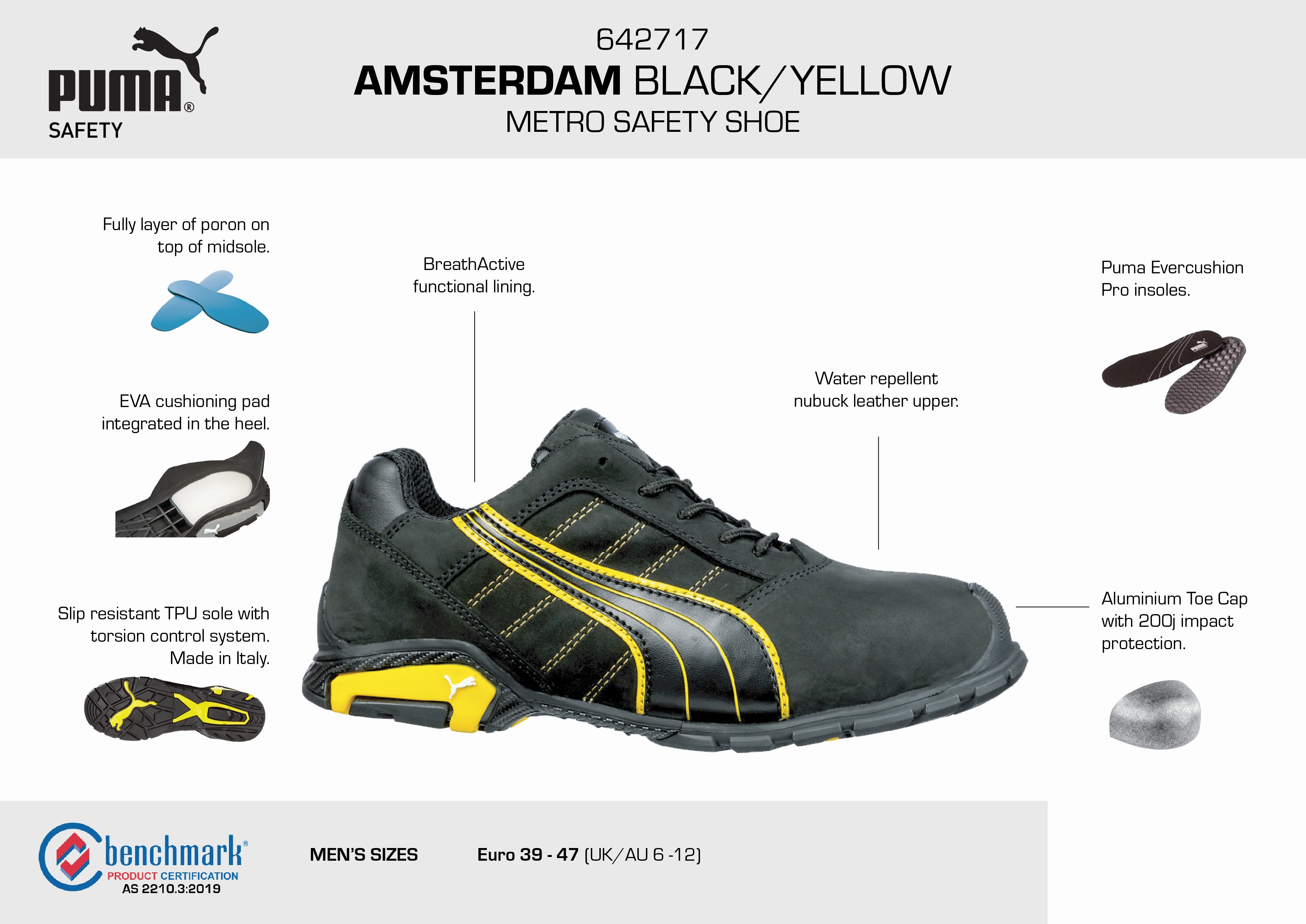 PUMA Amsterdam Black/Yellow (PUM642717) Asics Gel-excite 10 Running Shoes