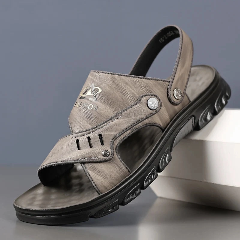 Yeknu Men's Summer sandals outdoor 2024 New Men's Sandals Men Leather Beach Shoes Casual Men Shoes Fashion Slippers Sandals Mens Shoes Deals On Sandals