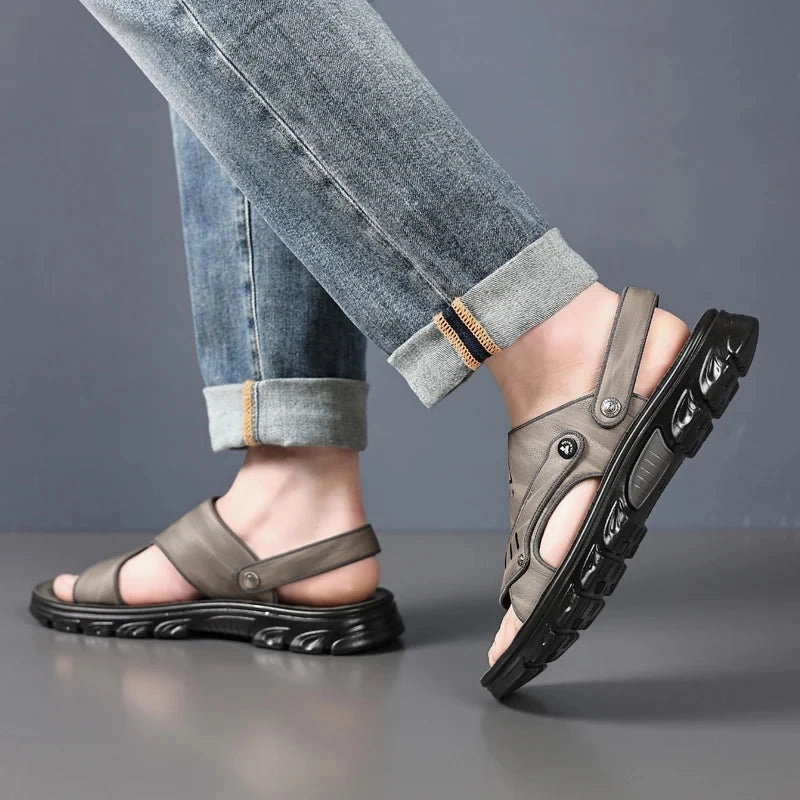 Hiking Sandals With Arch Support Yeknu Men's Summer sandals outdoor 2024 New Men's Sandals Men Leather Beach Shoes Casual Men Shoes Fashion Slippers Sandals Mens Shoes