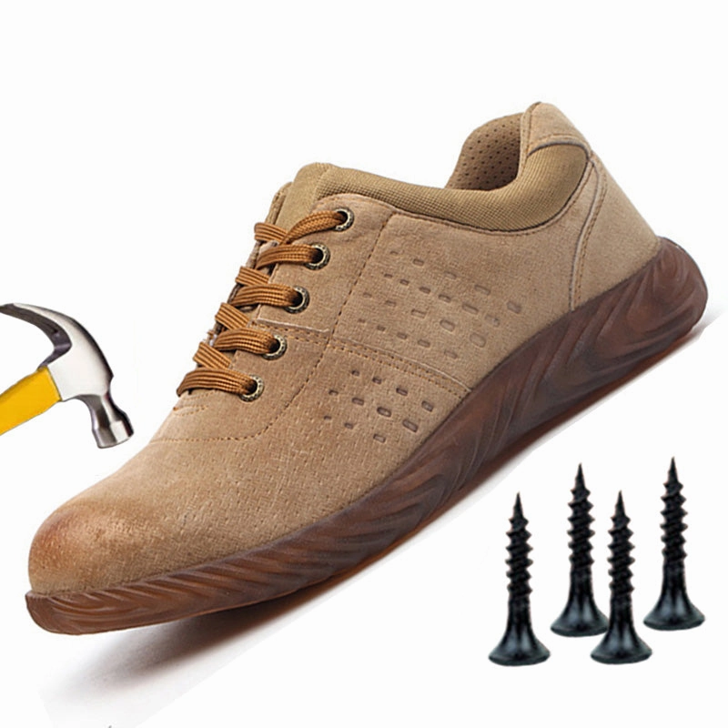 Men Boots Steel Toe Work Safety Boot Men Shoes Leather Flat Slip On Shoes