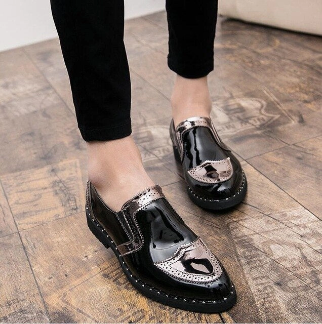 Men Brogues Dress Shoes For Office Oxford Shoes For Men Slip On Carved Leisure Flat Men Pointed Toe Oxford Male Wedding Shoes Running Shoes For Pronation And Flat Feet