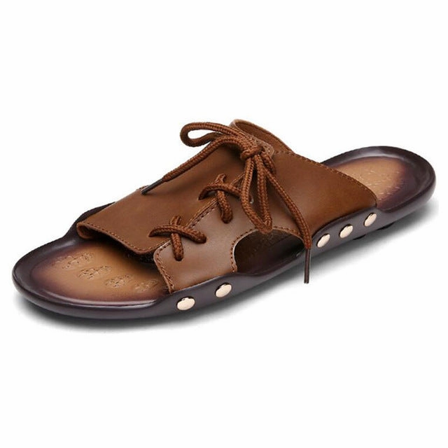 Morning Slippers Men Lace Up Slippers Summer Style Cool Men Slides Shoes