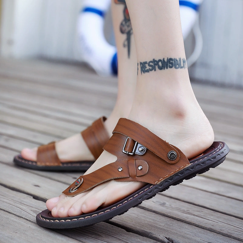 Men New Fashion Beach Non-slip Flip Flops Flat Sandals Dressy