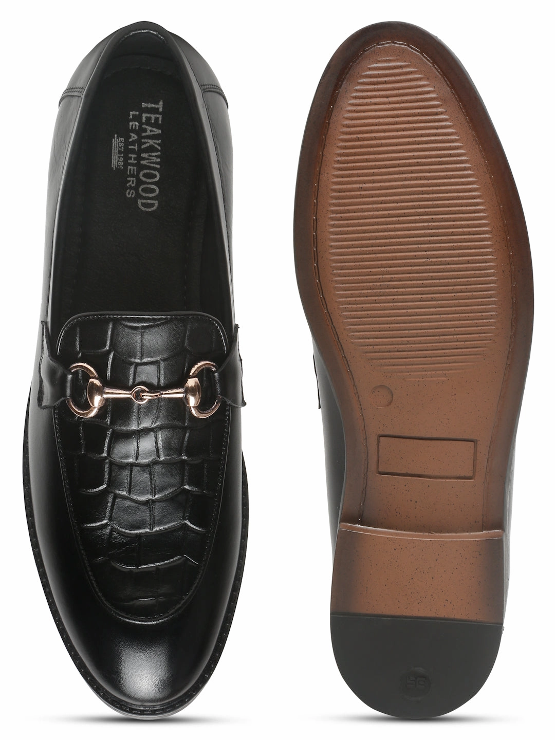 Men's Black Croco Texture Leather Loafers Jcpenney Casual Shoes