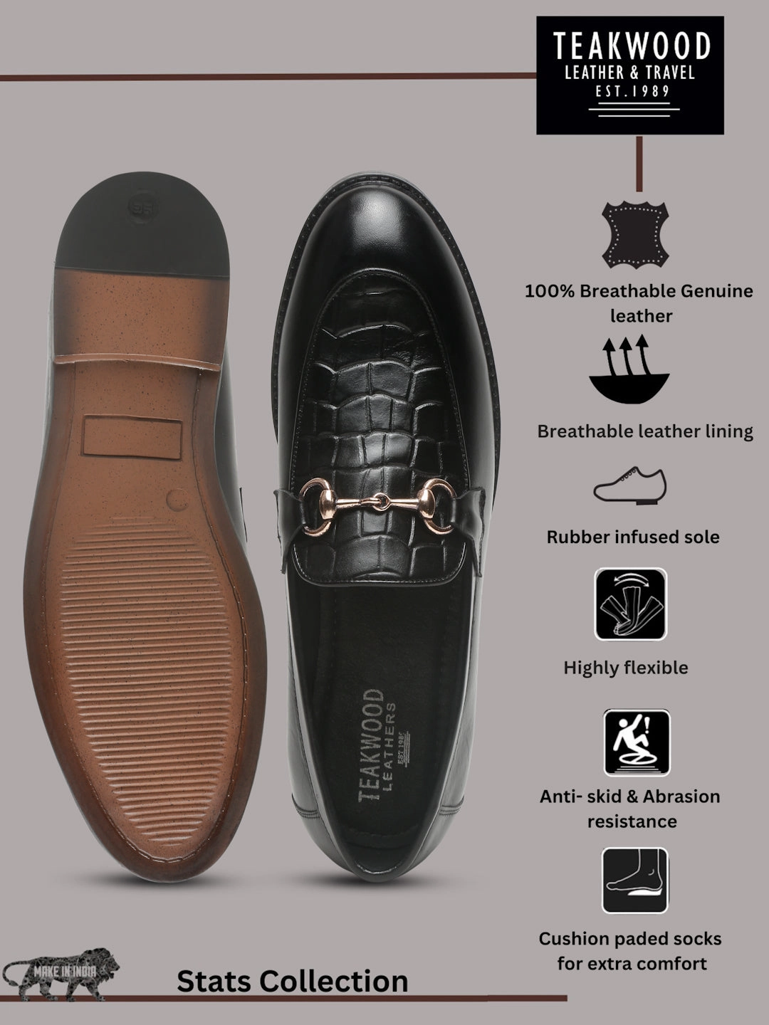 Men's Black Croco Texture Leather Loafers Best Shoes For Casual Office