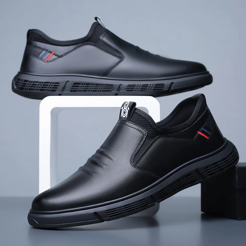 Men's Black White Flat Walking Shoes - GlamzLife Cherry Flats Shoes
