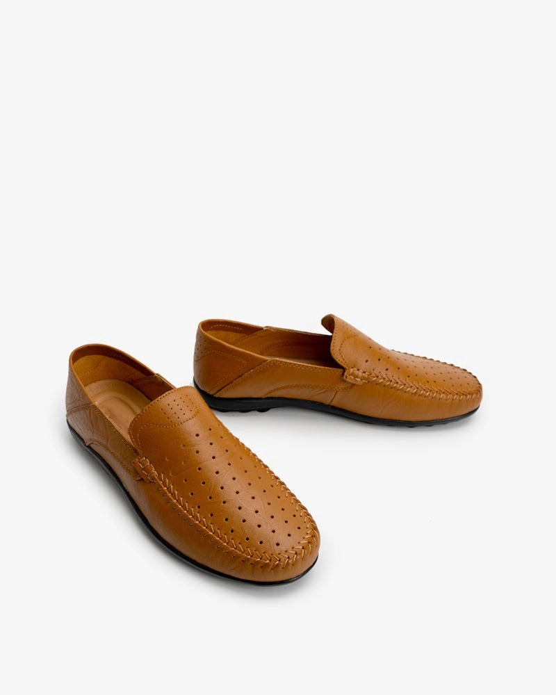 Men's Breathable Punching Premium Genuine Leather Loafers Golf Le Fleur Loafers