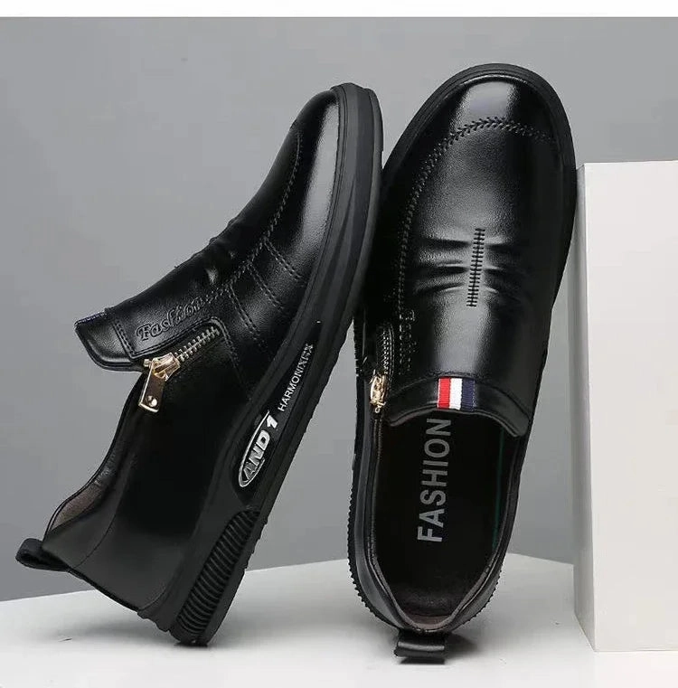 Men's Casual Leather Shoes Zip Loafers Luxury Brand Sneakers for Men Comfortable Business Casual Moccasins Outdoor Driving Shoes 2018 Casual Shoes